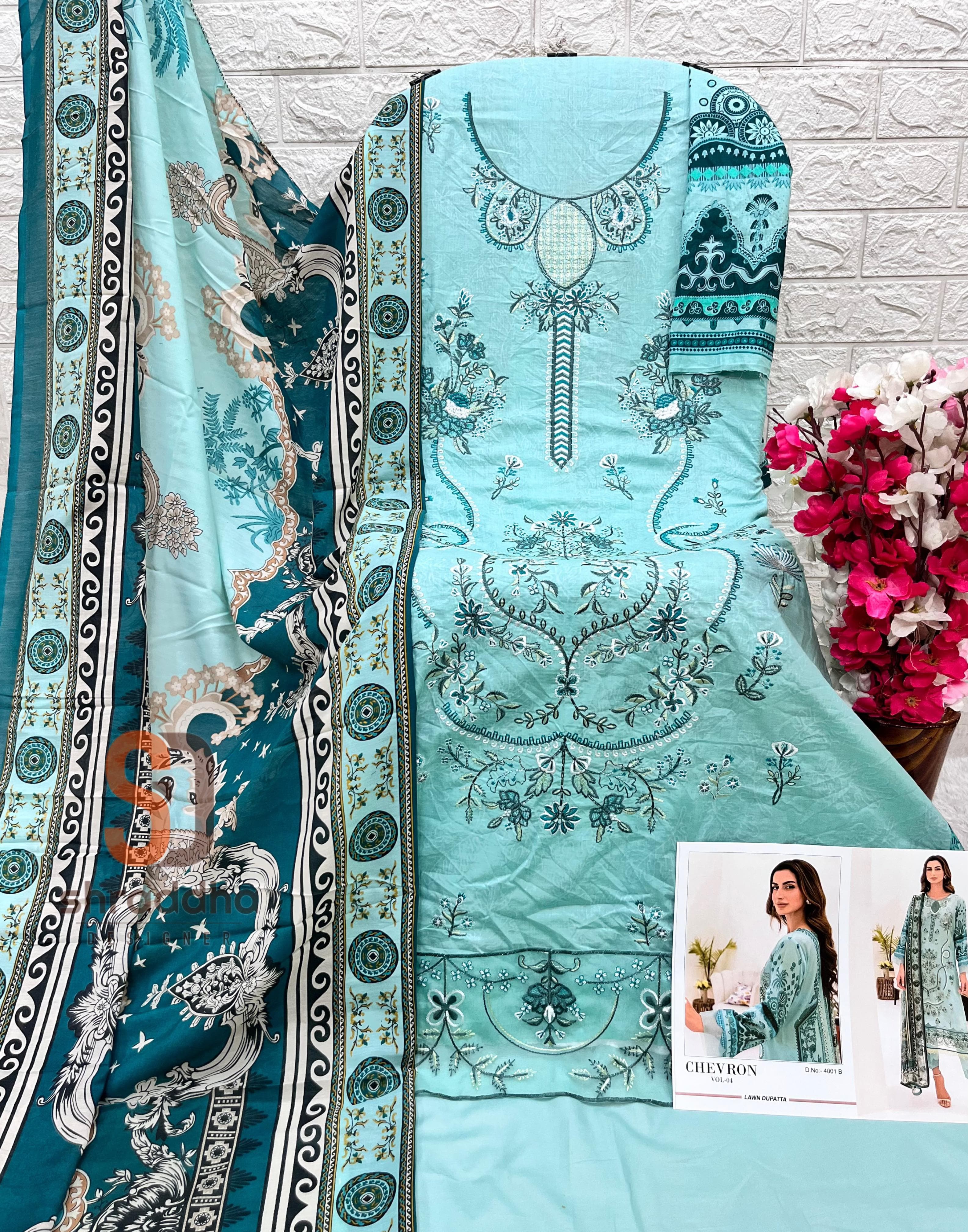 Shraddha Chevron Vol 4 Cotton Dupatta Pakistani Suit