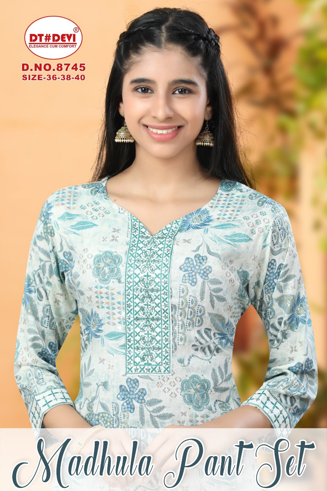 DT DEVI MADHULA PANT SET KIDS KURTI SET WITH DUPATTA