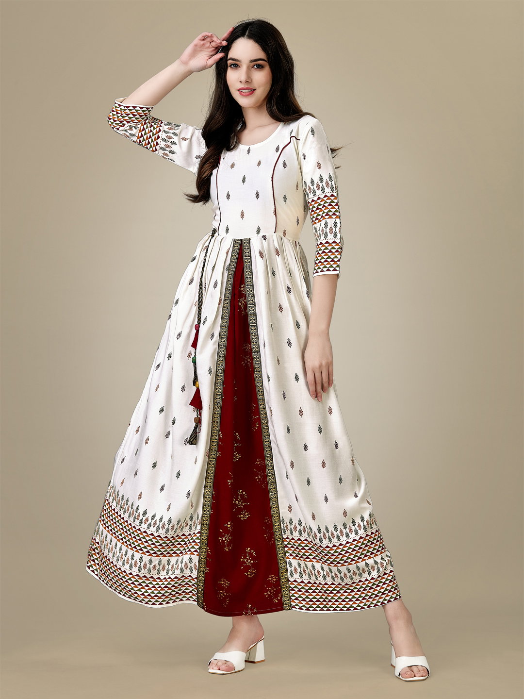 AR 1008 RAYON PRINT ANARKALI KURTI