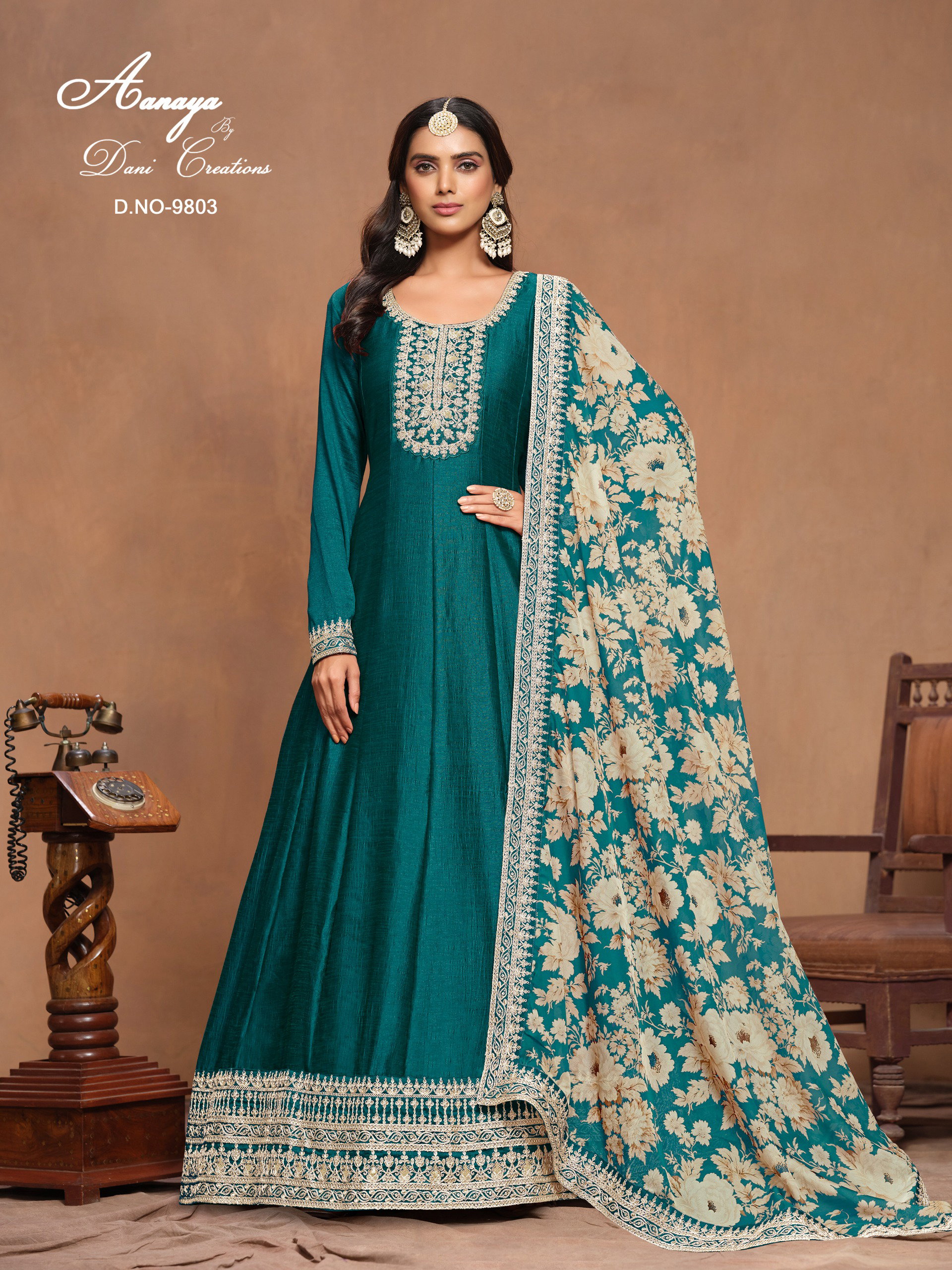 Aanaya Vol 198 Art Silk Designer Gown With Dupatta Collection