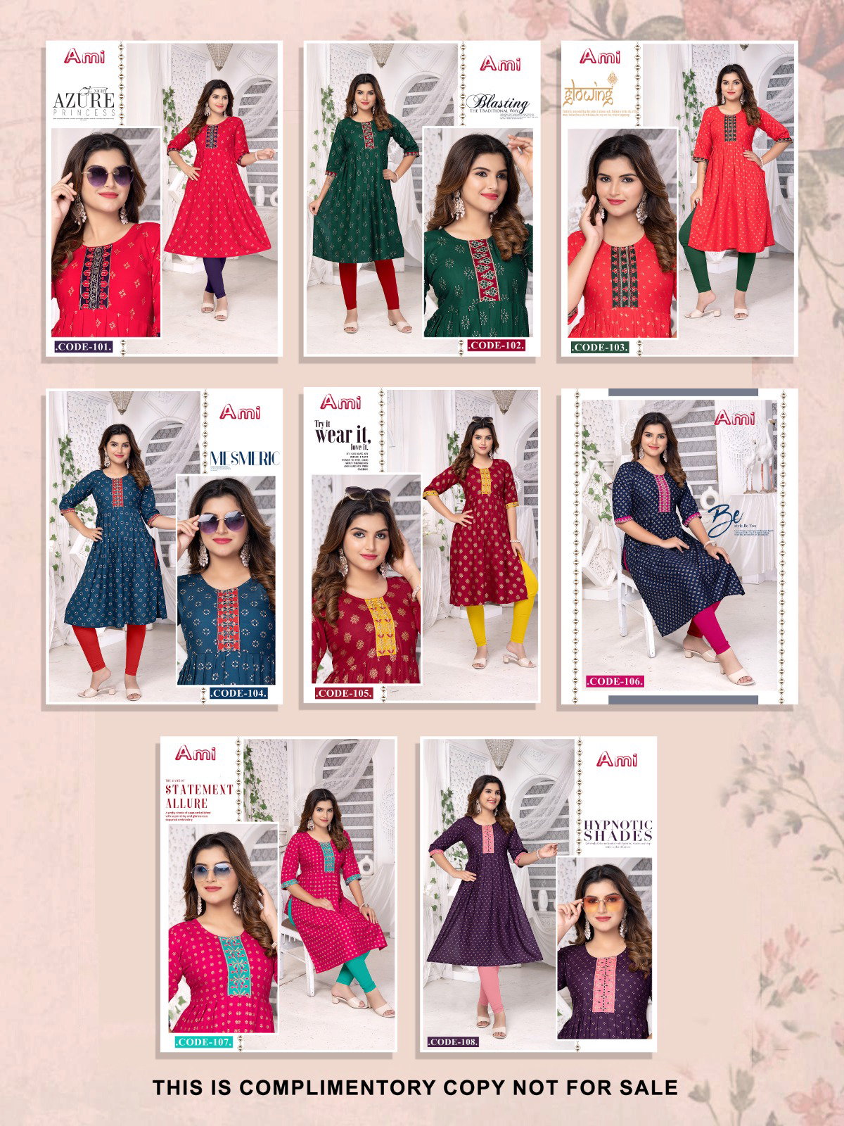 Beauty Queen Ami Rayon Embroidered Kurtis Collection