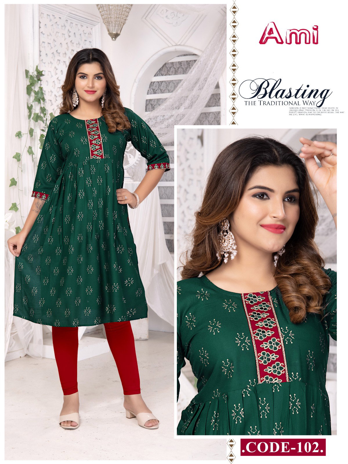 Beauty Queen Ami Rayon Embroidered Kurtis Collection