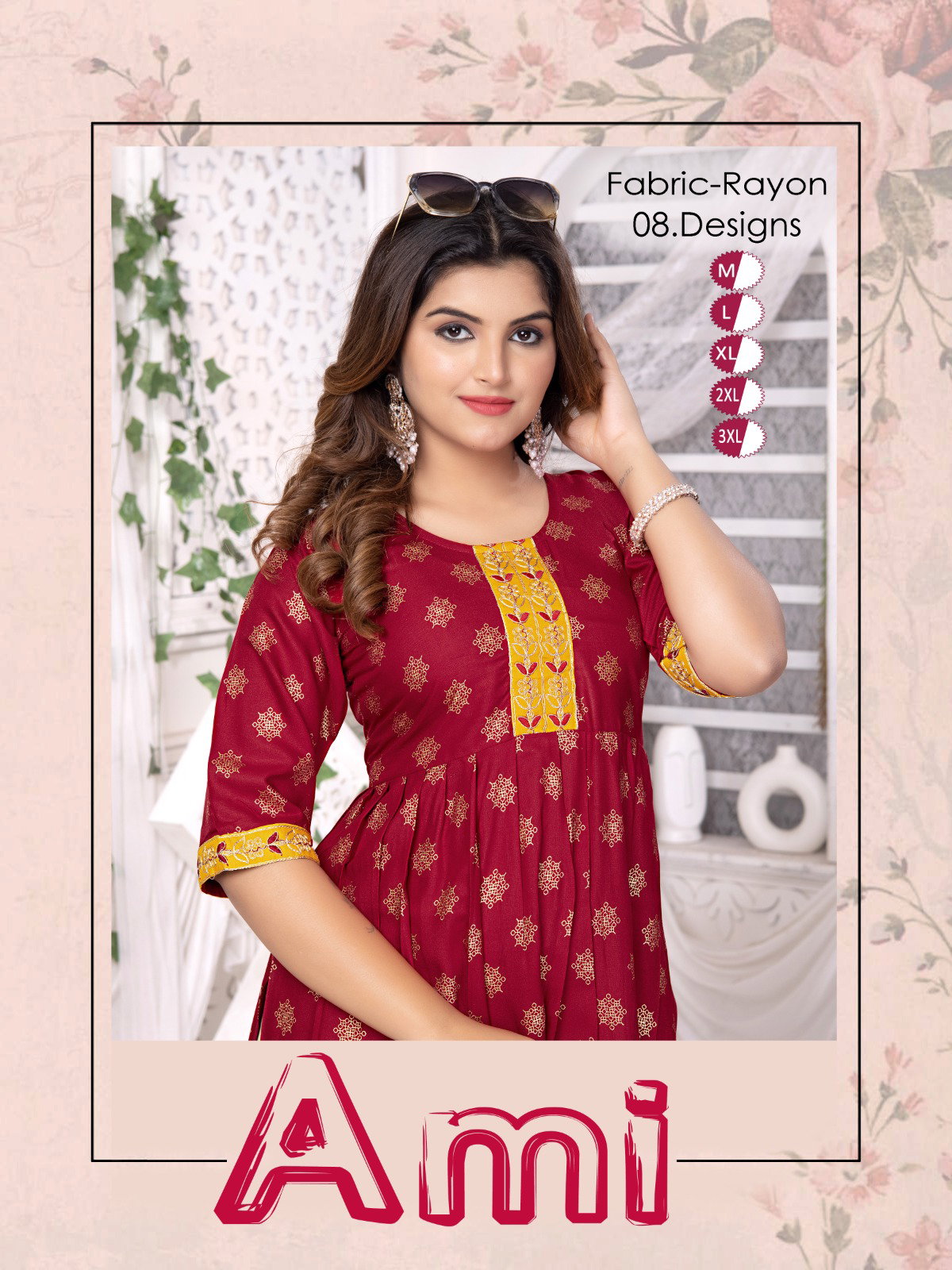 Beauty Queen Ami Rayon Embroidered Kurtis Collection