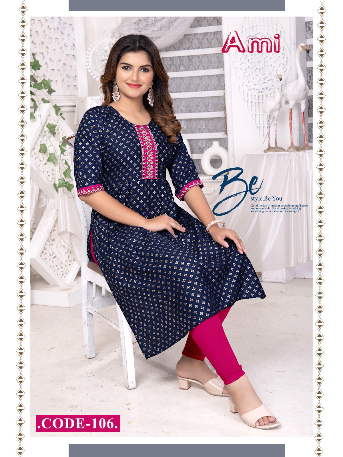 Beauty Queen Ami Rayon Embroidered Kurtis Collection