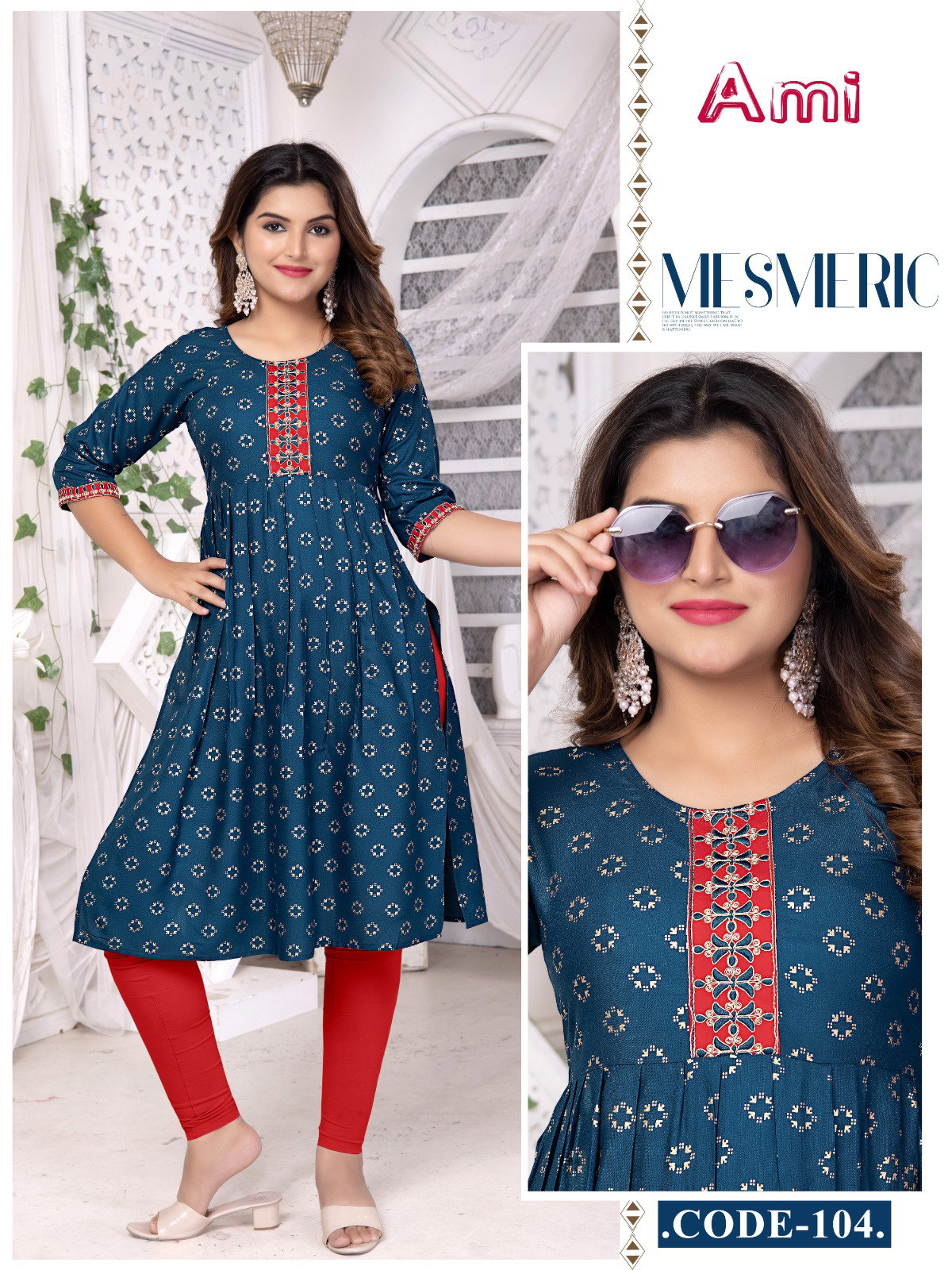 Beauty Queen Ami Rayon Embroidered Kurtis Collection