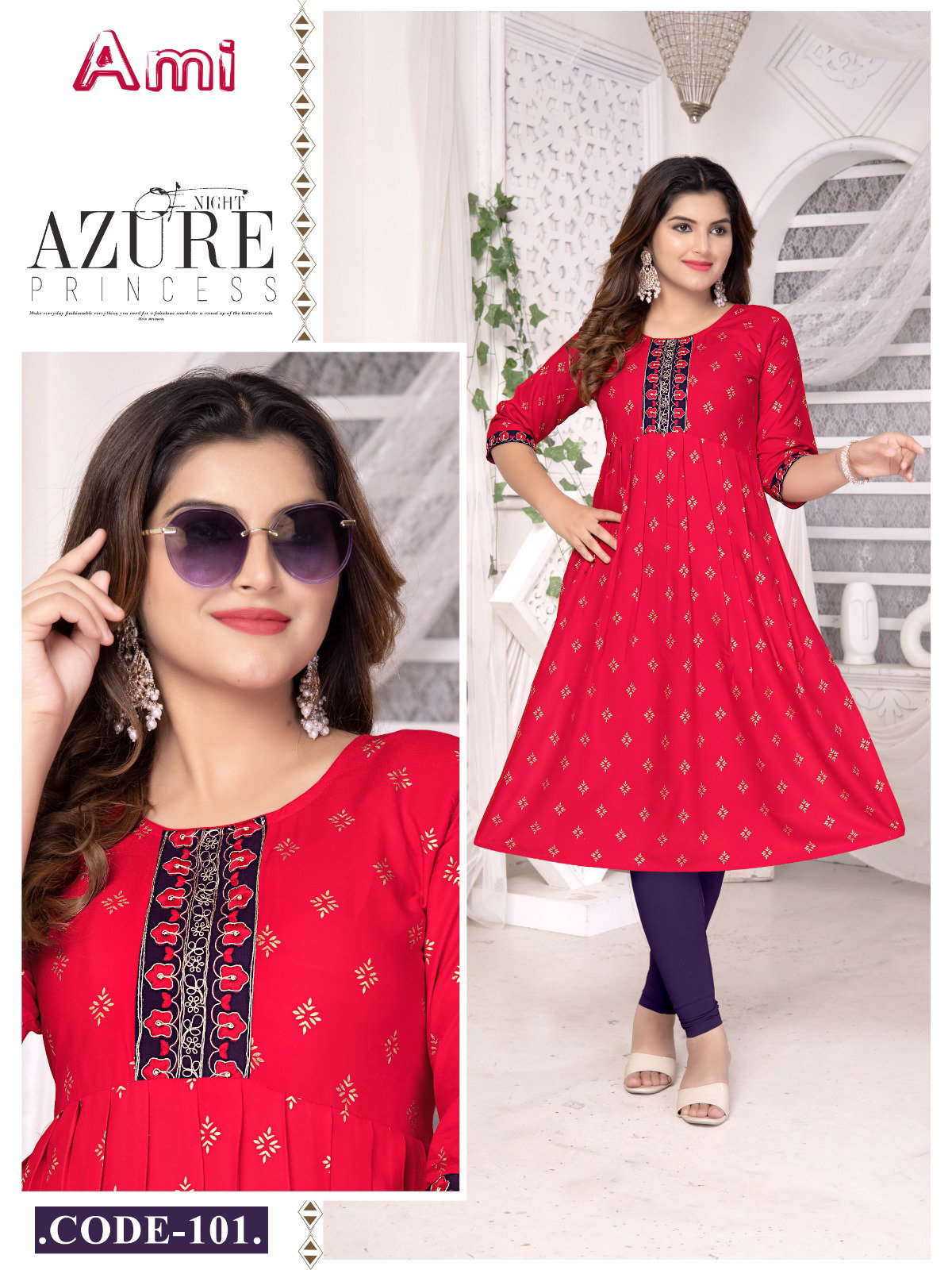 Beauty Queen Ami Rayon Embroidered Kurtis Collection