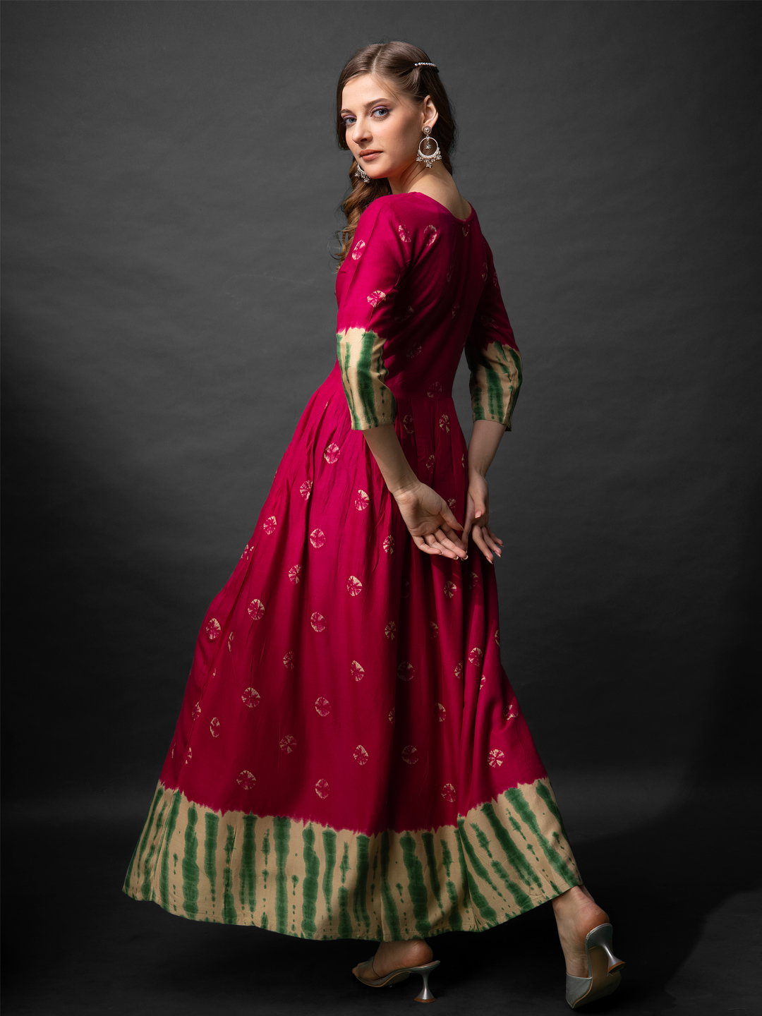 AR 1163 RAYON PRINT ANARKALI KURTI
