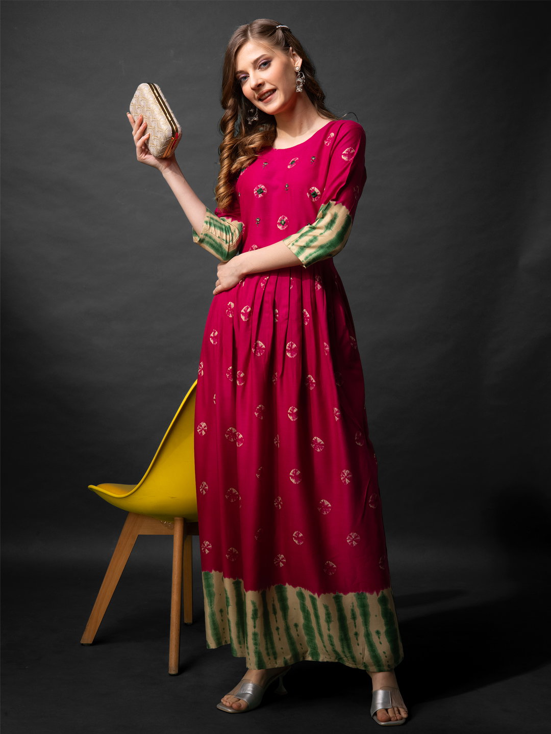 AR 1163 RAYON PRINT ANARKALI KURTI