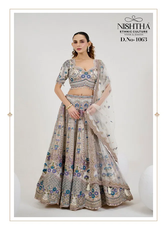 Nishtha 1063 White And Blue Bridal Vol 2 Designer Lehenga Choli Collection