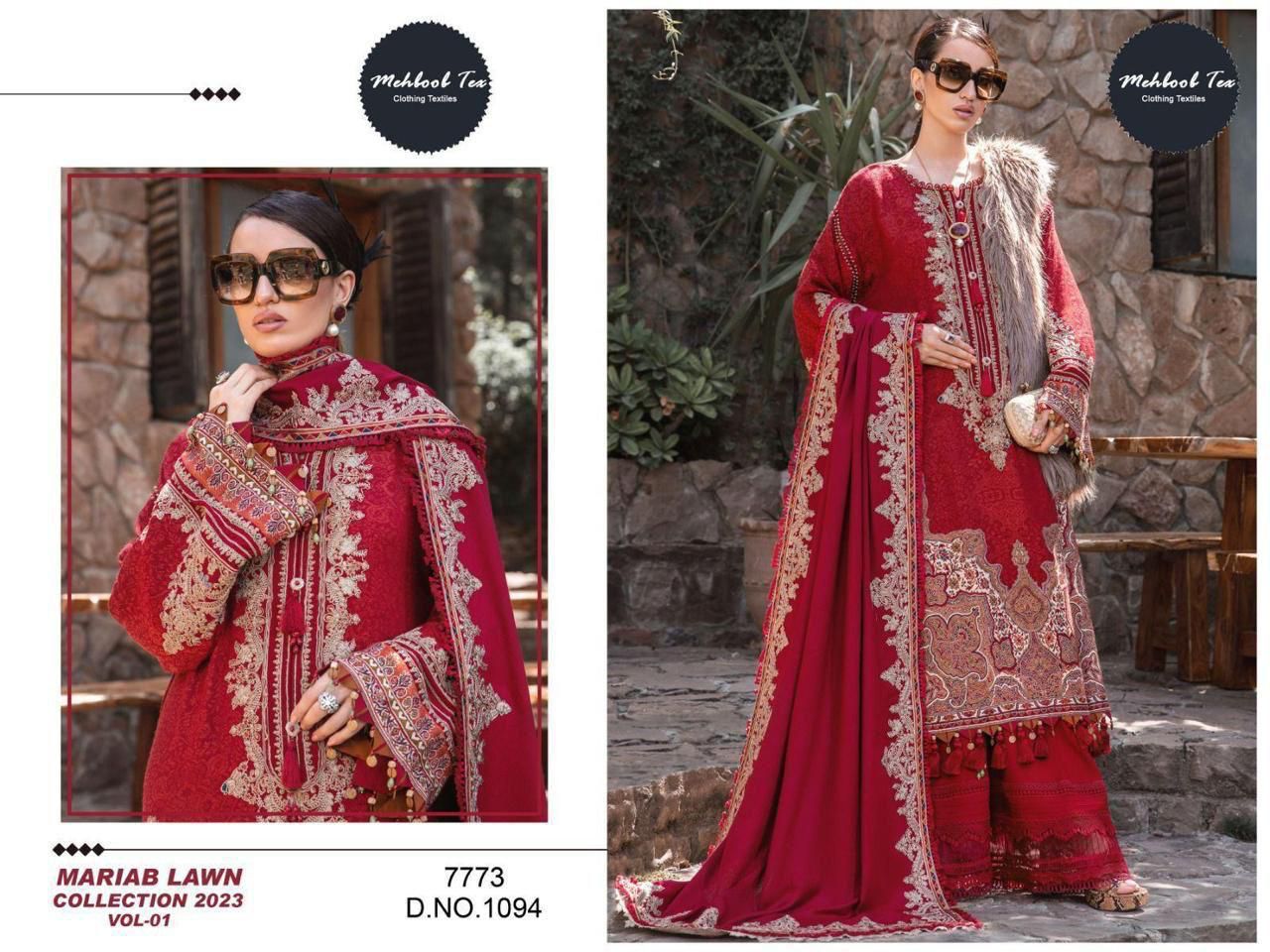 Mehboob Tex 1094 (A,B,D,G) Cotton Dupatta Pakistani Salwar Kameez Collection