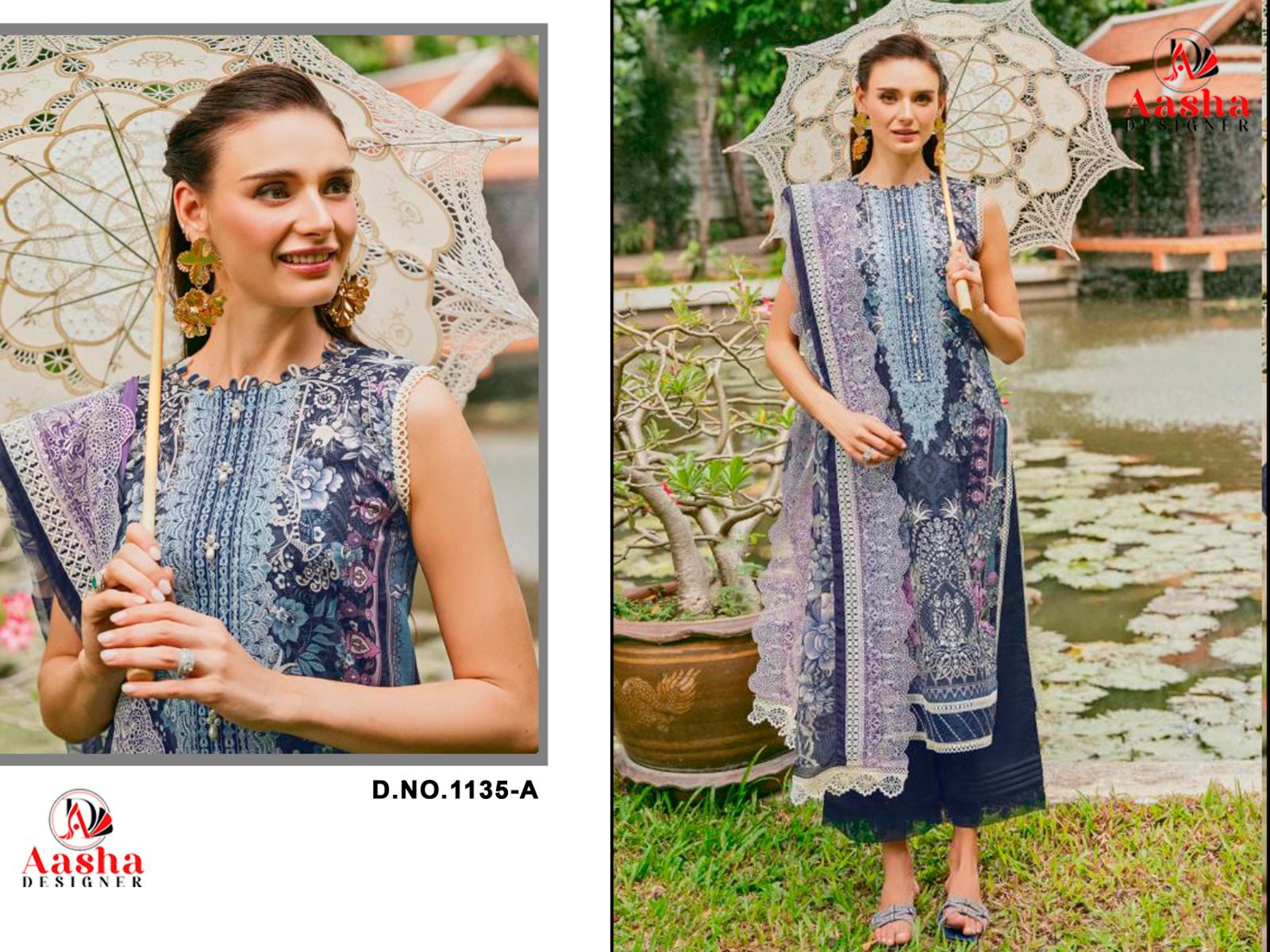 Aasha Needle Wonder Vol 10 Chiffon Dupatta Pakistani Suit Collection