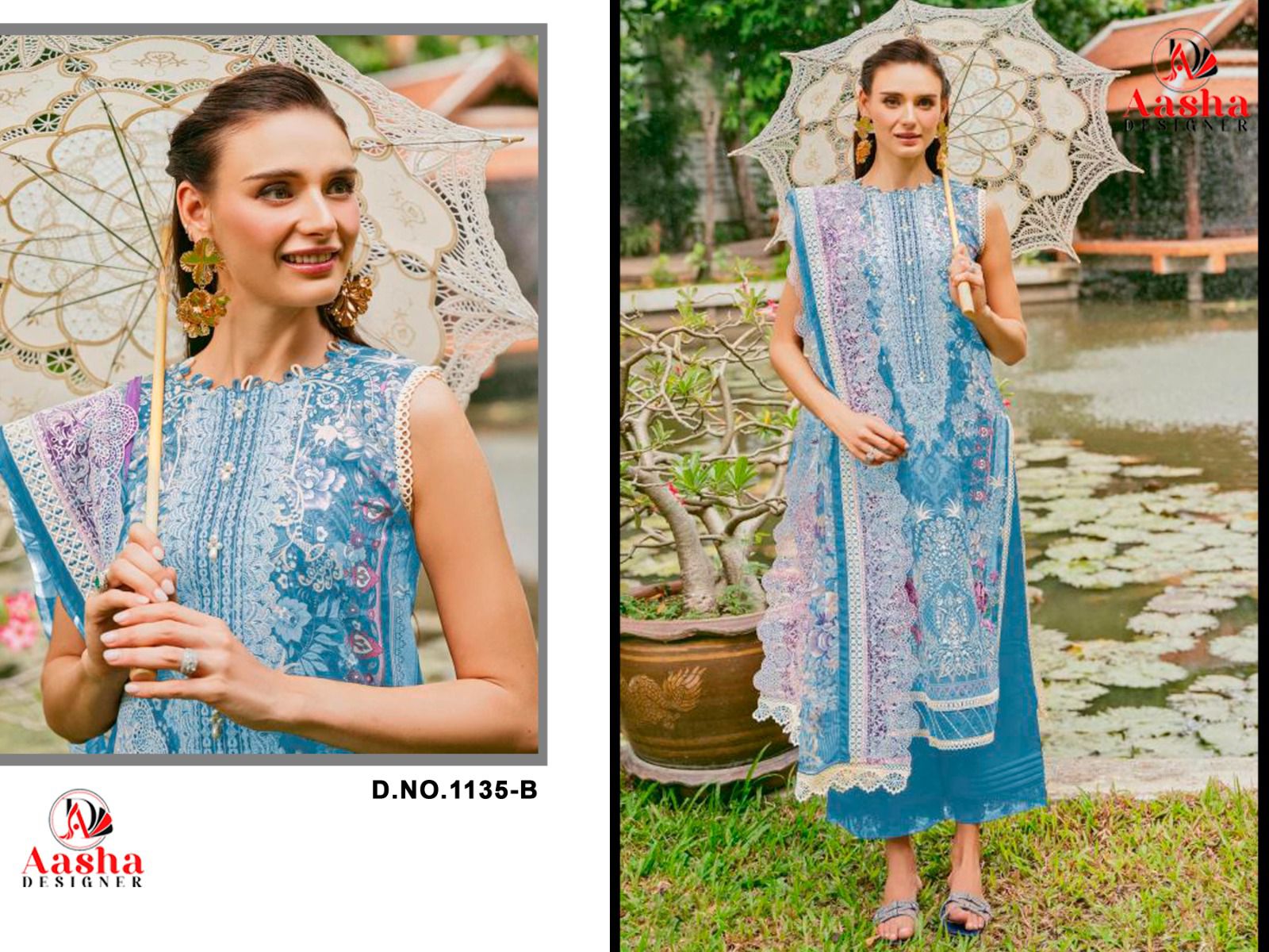 Aasha Needle Wonder Vol 10 Chiffon Dupatta Pakistani Suit Collection