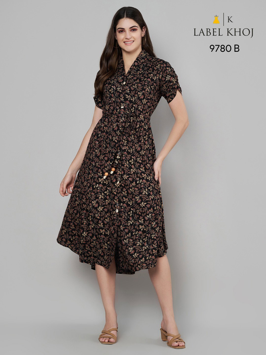 Label Khoj 9780 A And B Viscose Rayon Printed Flare Kurti