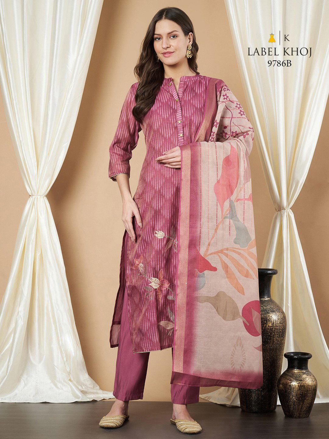 Label Khoj 9786 A And B Top Bottom With Dupatta Collection