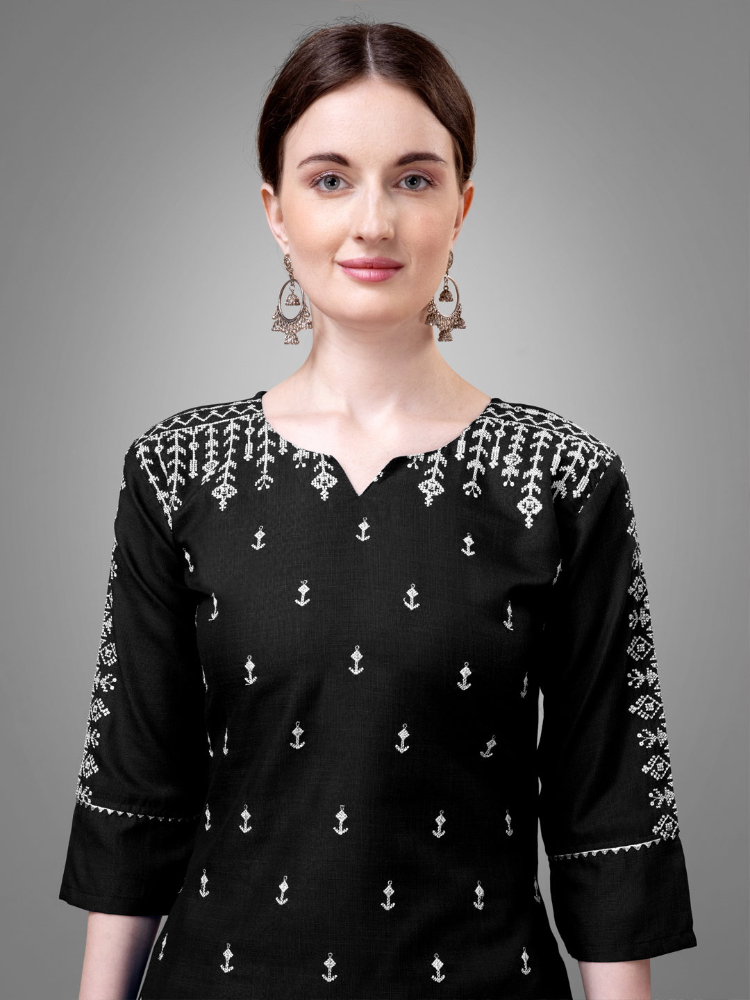 KUSUMA AR 1113 Black Cotton Kurti Pant With Dupatta Collection
