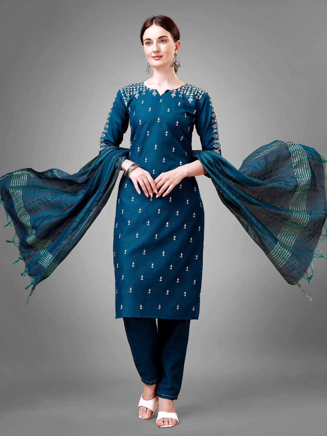 KUSUMA AR 1113 Morpichh Cotton Kurti Pant With Dupatta Collection