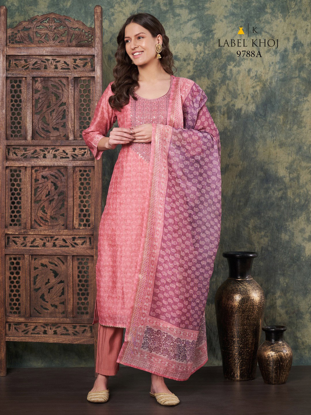Label Khoj 9788 A And B Top Bottom With Dupatta Collection