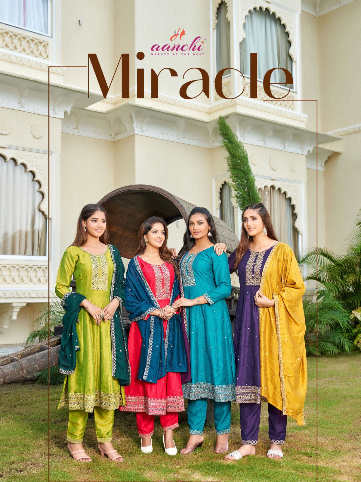 Aanchi Miracle Flair Kali Kurti Pant With Dupatta Collection