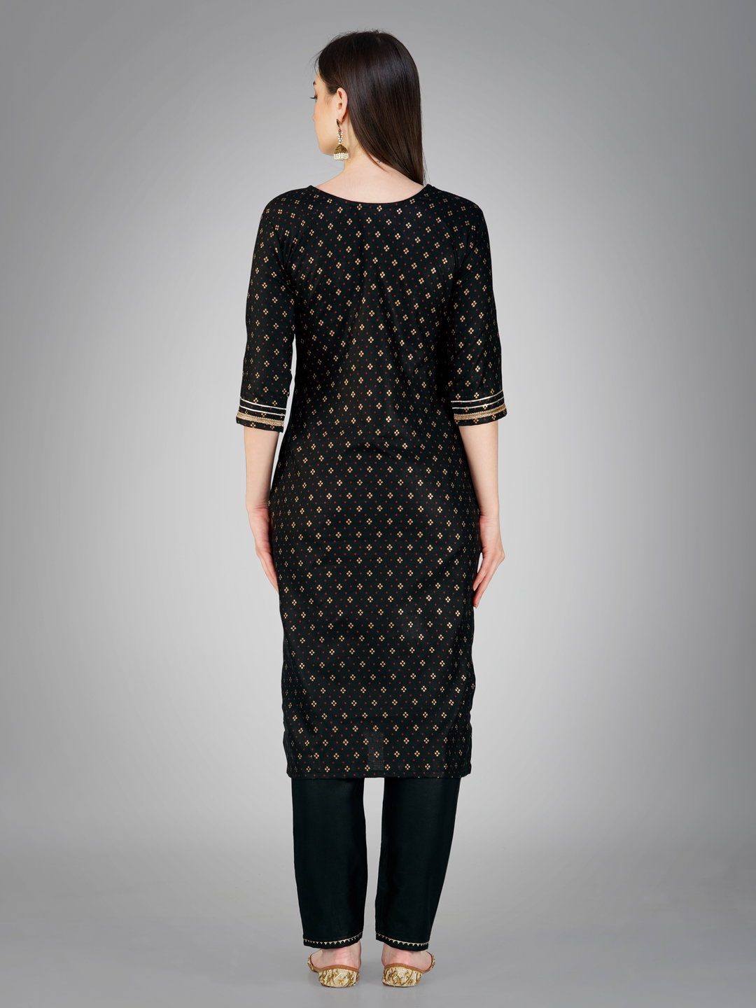 KUSUMA AR 1117 Black Cotton Kurti Pant With Dupatta Collection