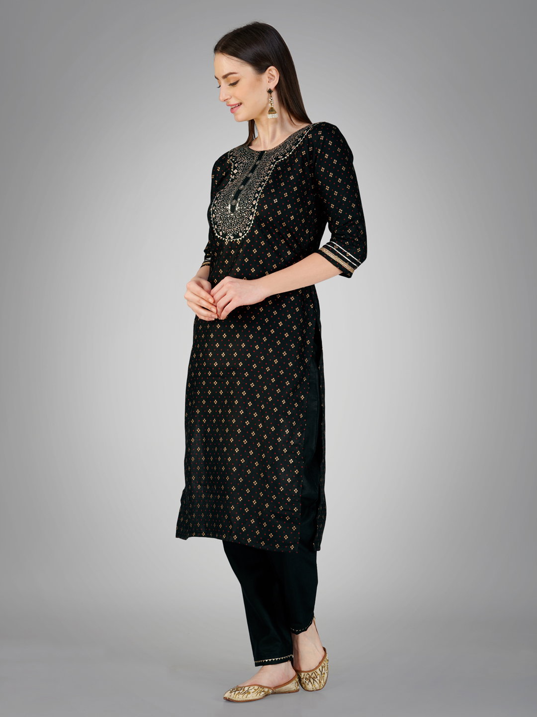 KUSUMA AR 1117 Black Cotton Kurti Pant With Dupatta Collection