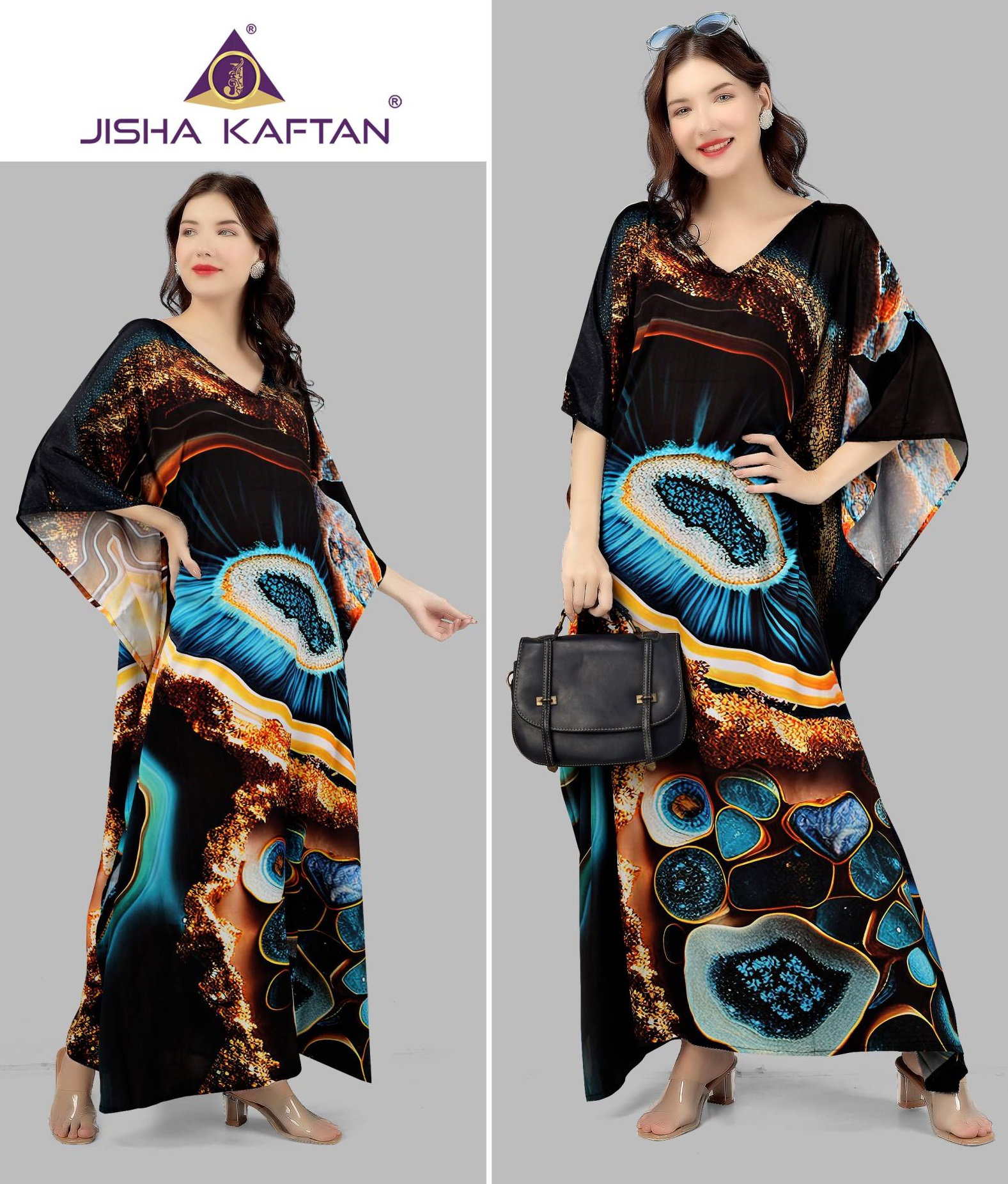 Jisha Silk Kaftan Volume 8 Digital Printed Feather Silk Kaftan Collection