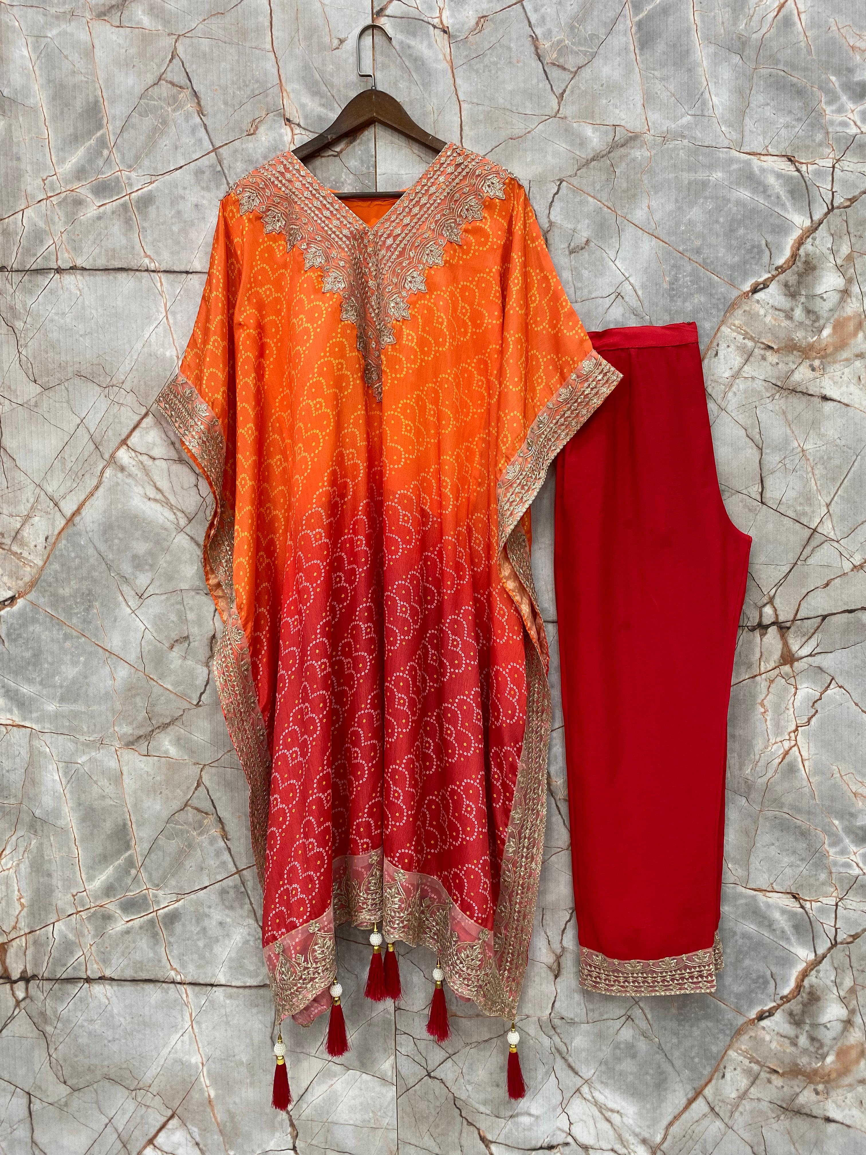 LG 1845 Stylist Bandhani Print Kaftan With Pant Collection