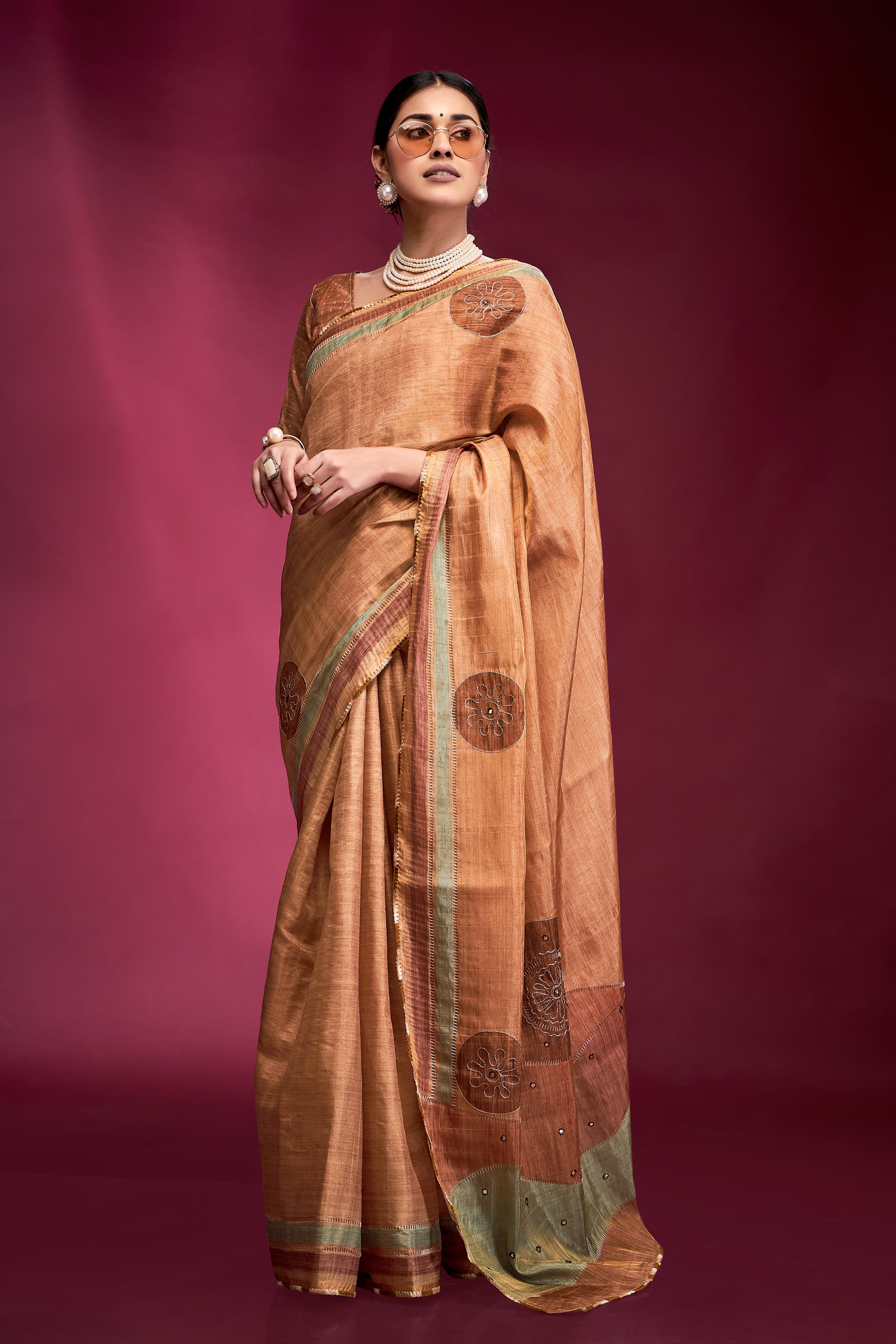 Kala Jamun Dazzling Tussar With Hand Based Work Saree