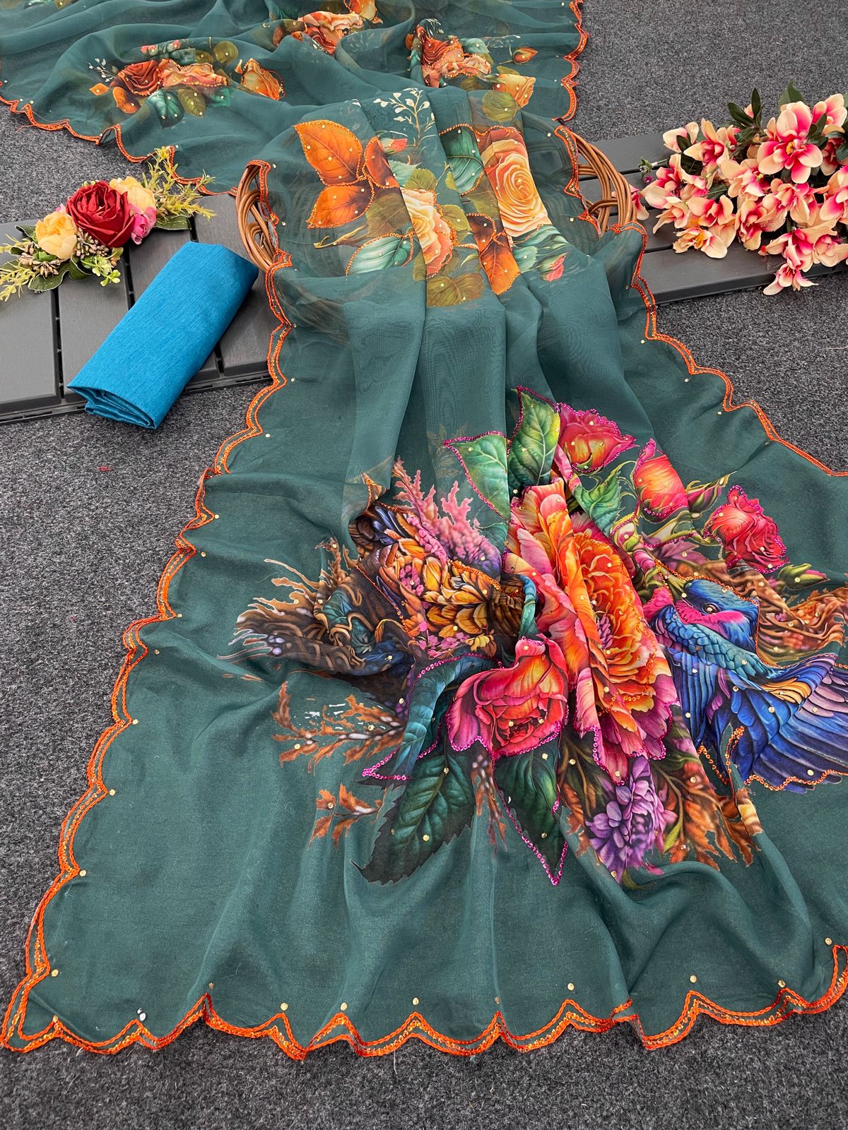 Vt 625 Digital Printed Organza Saree Collection