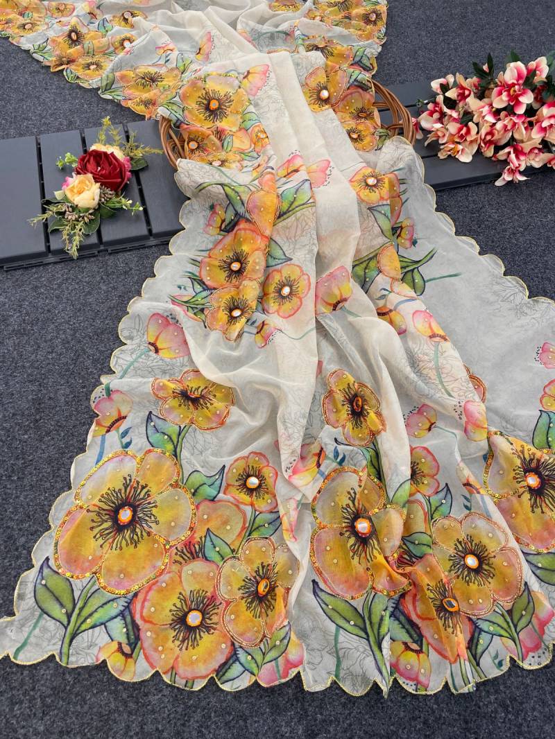 Vt 631 Stylist Digital Printed Organza Silk Saree Collection