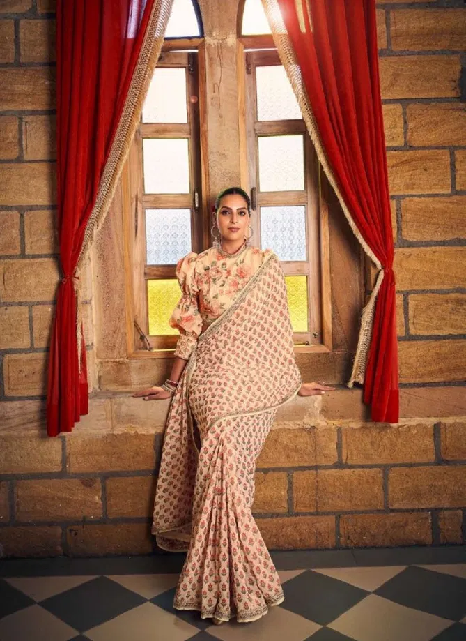 Vouch Nayika Georgette Fancy Readymade Blouse Saree Collection