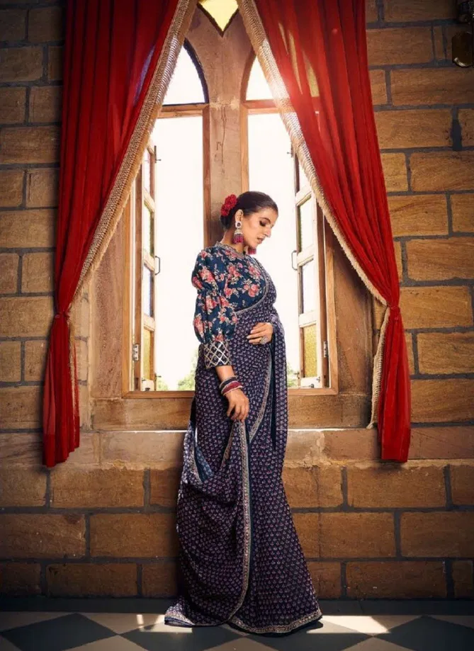 Vouch Nayika Georgette Fancy Readymade Blouse Saree Collection