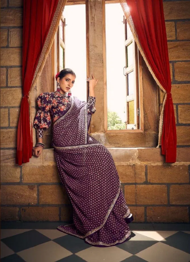 Vouch Nayika Georgette Fancy Readymade Blouse Saree Collection