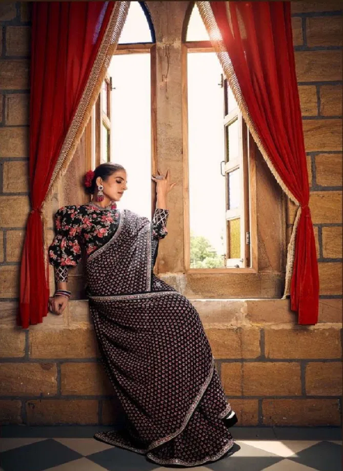 Vouch Nayika Georgette Fancy Readymade Blouse Saree Collection