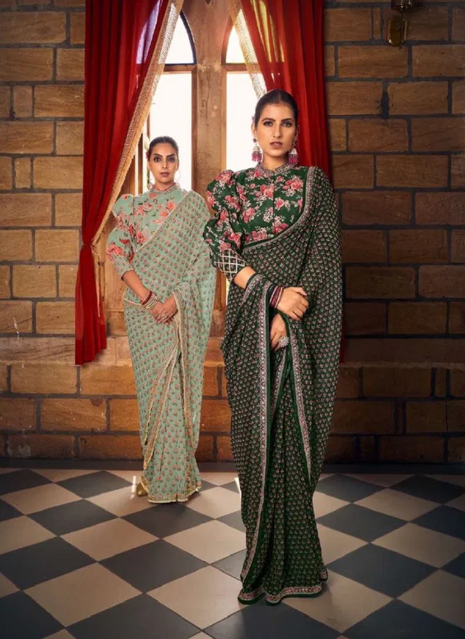 Vouch Nayika Georgette Fancy Readymade Blouse Saree Collection