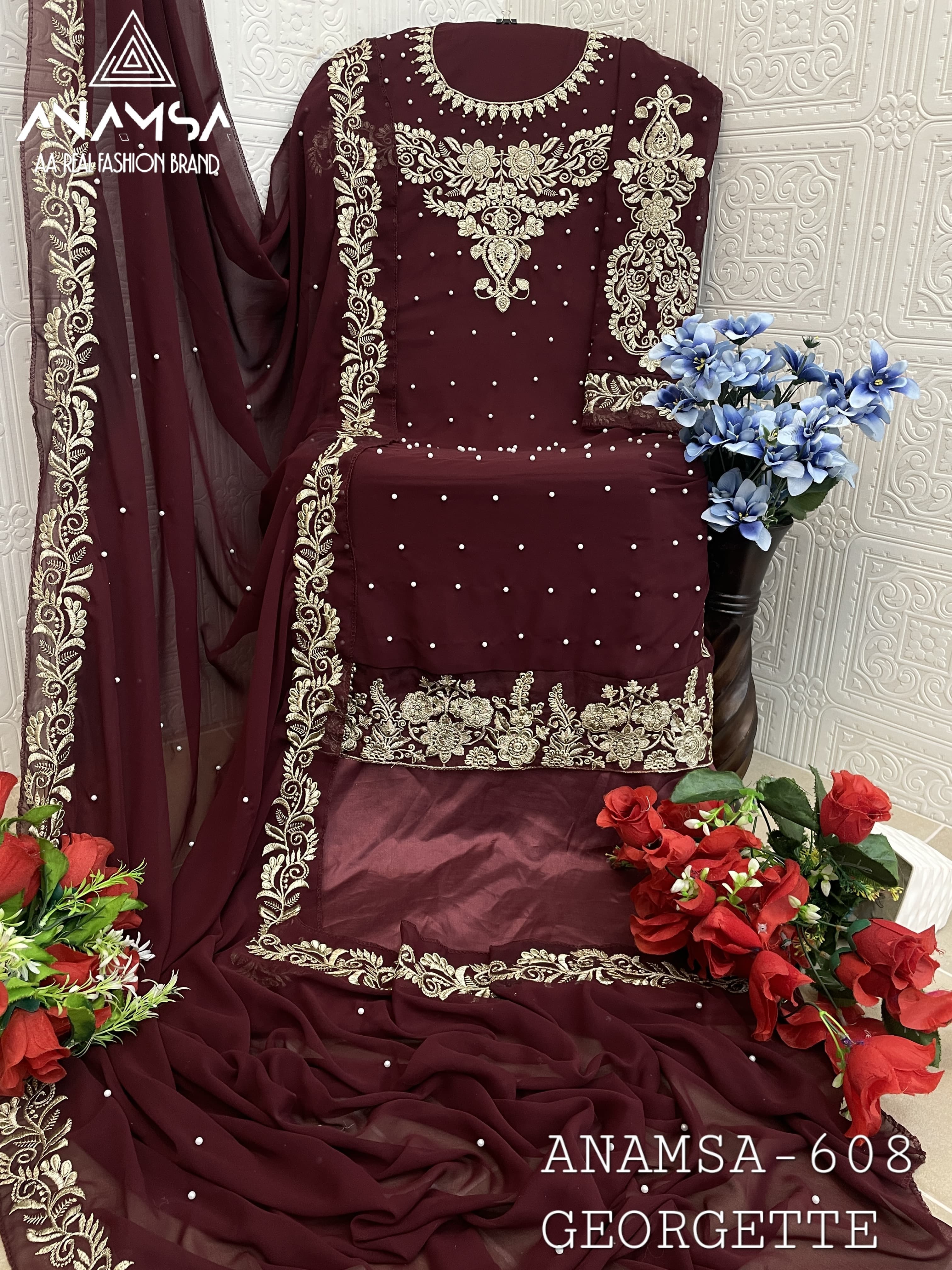 Anamsa 608 Georgette Embroidered Pakistani Salwar Kameez