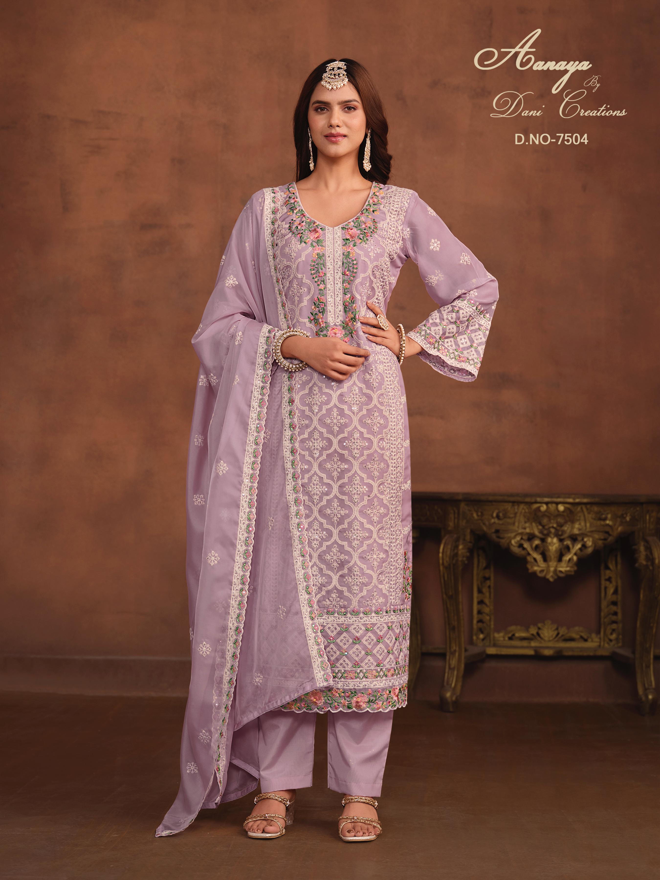 Aanaya Vol 7500 Soft Organza Salwar Suits Collection