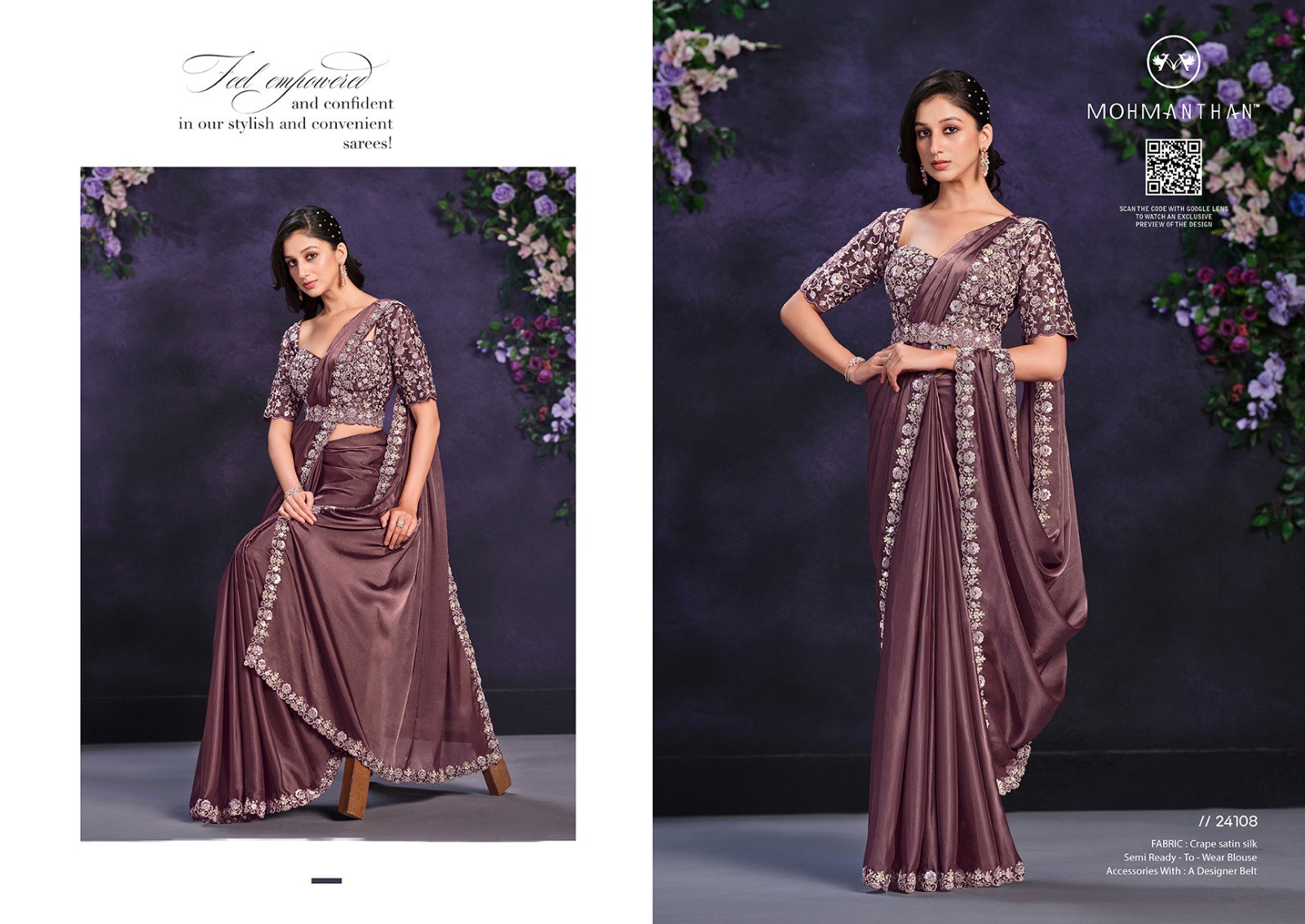Mahotsav Mohmanthan Riona 24108 Crape Satin Silk Ready To Wear Saree