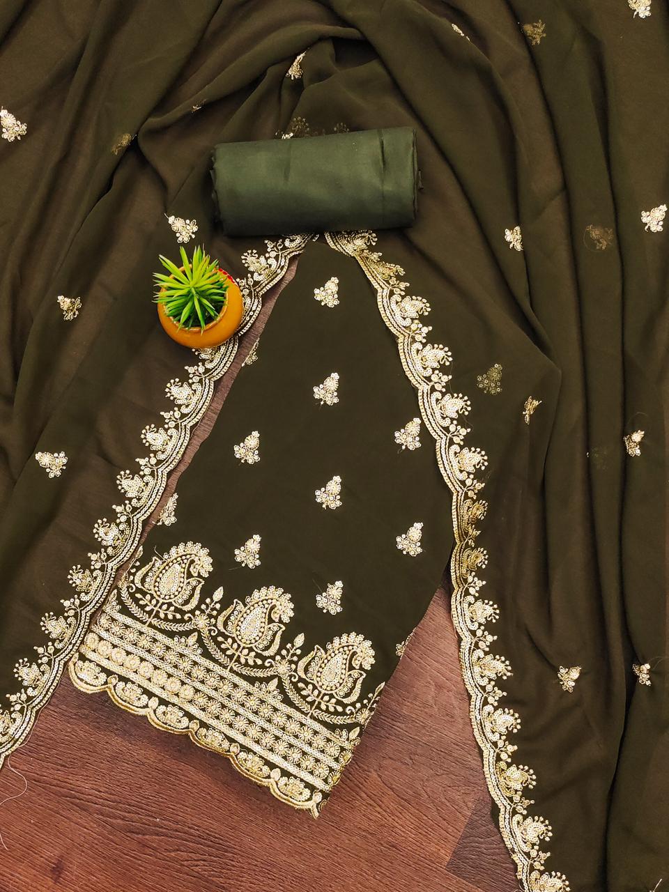 Zankar Suits 8001 Georgette Embroidered Matching Dress Material