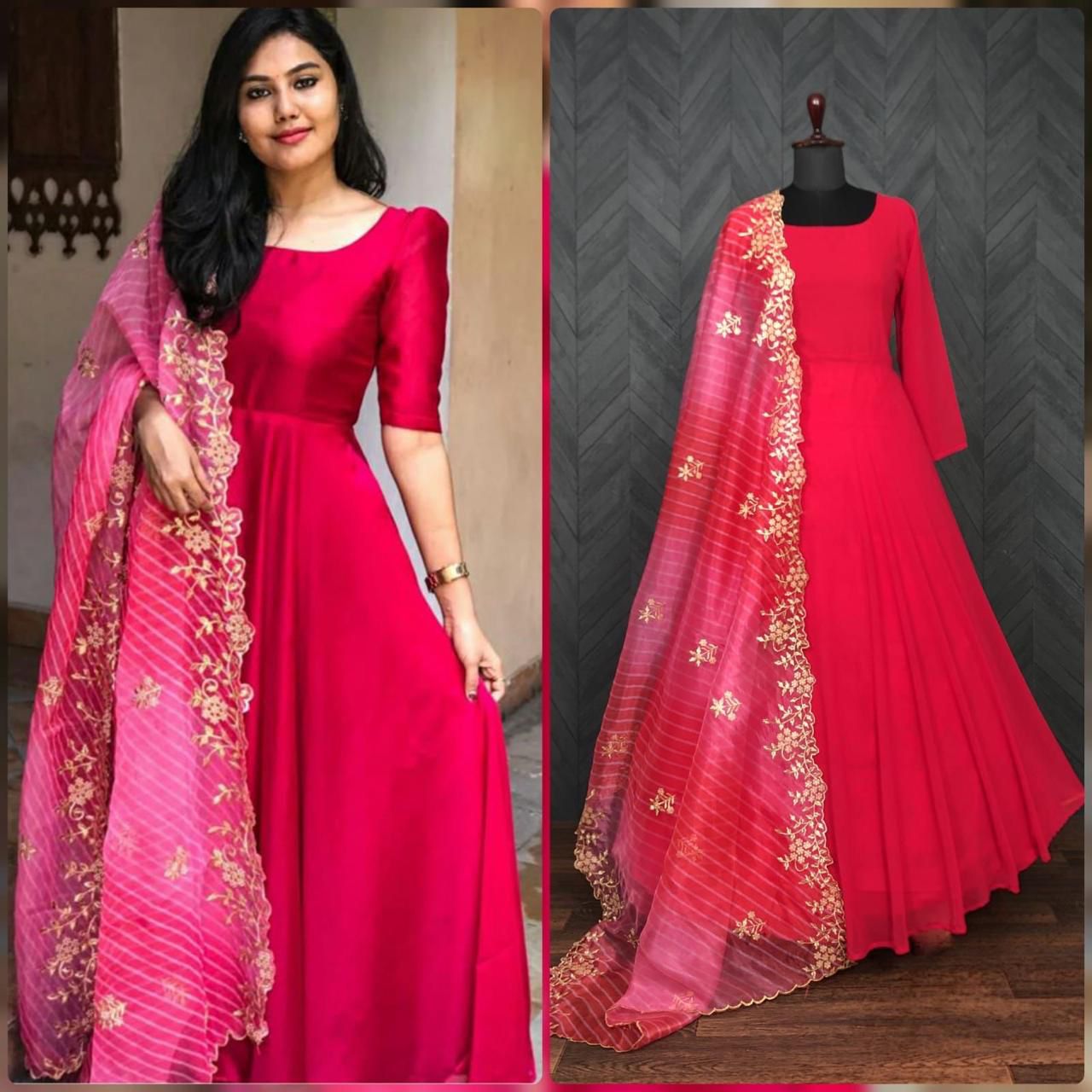 Lekha Lekha GW-9048 Designer Gown With Dupatta Collection