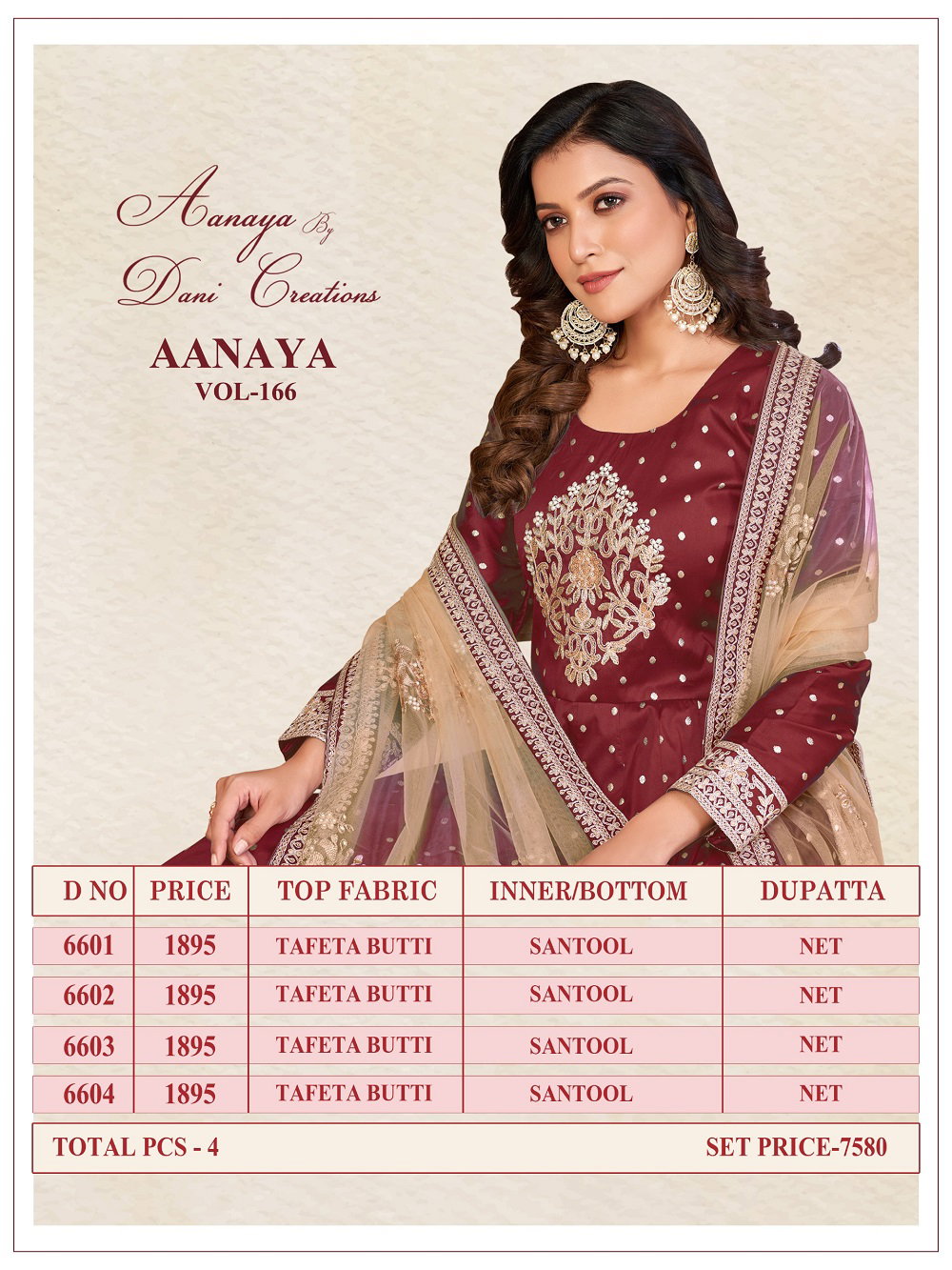 Aanaya Vol 166 Tafeta Butti Designer Salwar Suits Collection