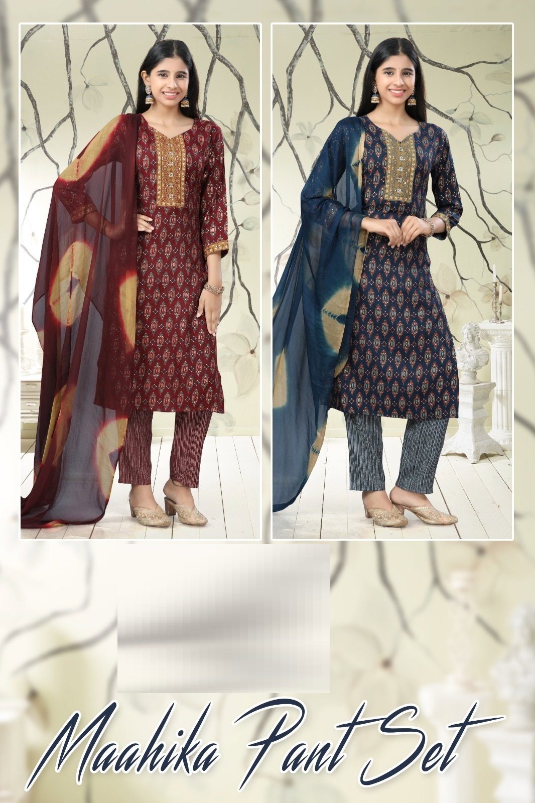 Maahika Pant Set 8747 Capsule Printed Top Bottom With Dupatta