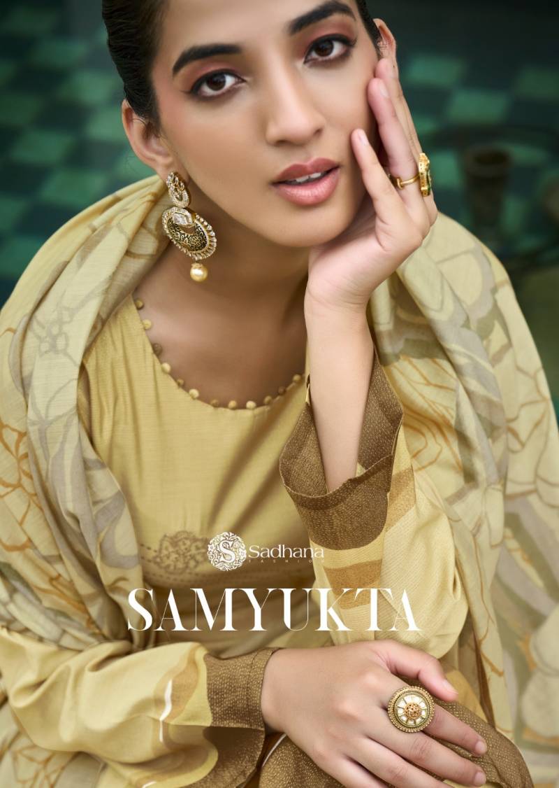 Sadhana Samyukta Shimmer Muslin Silk Digital Printed Dress Material