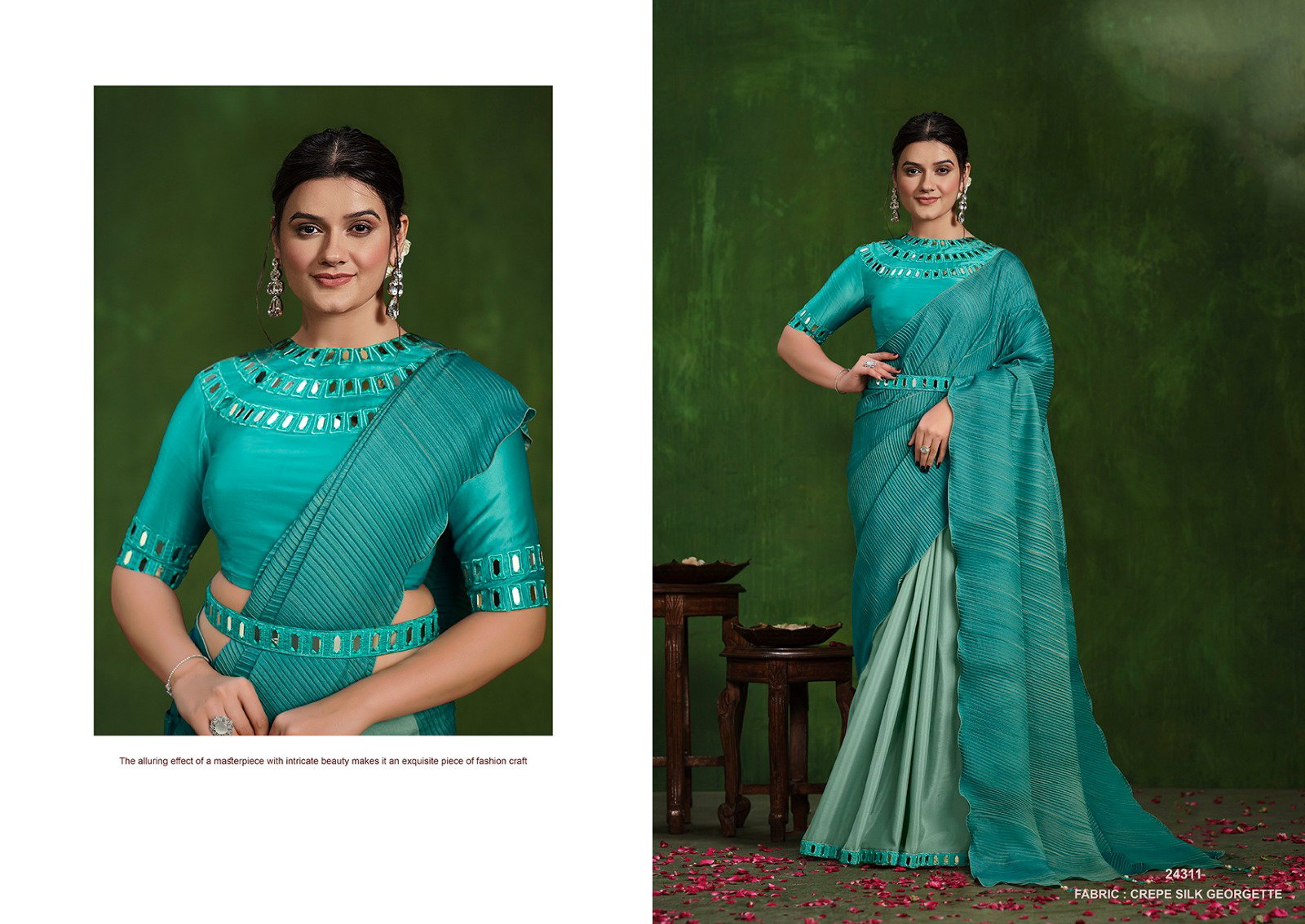 Mahotsav Mohmanthan Ranjhana 24311 Crepe Silk Georgette Festival Saree