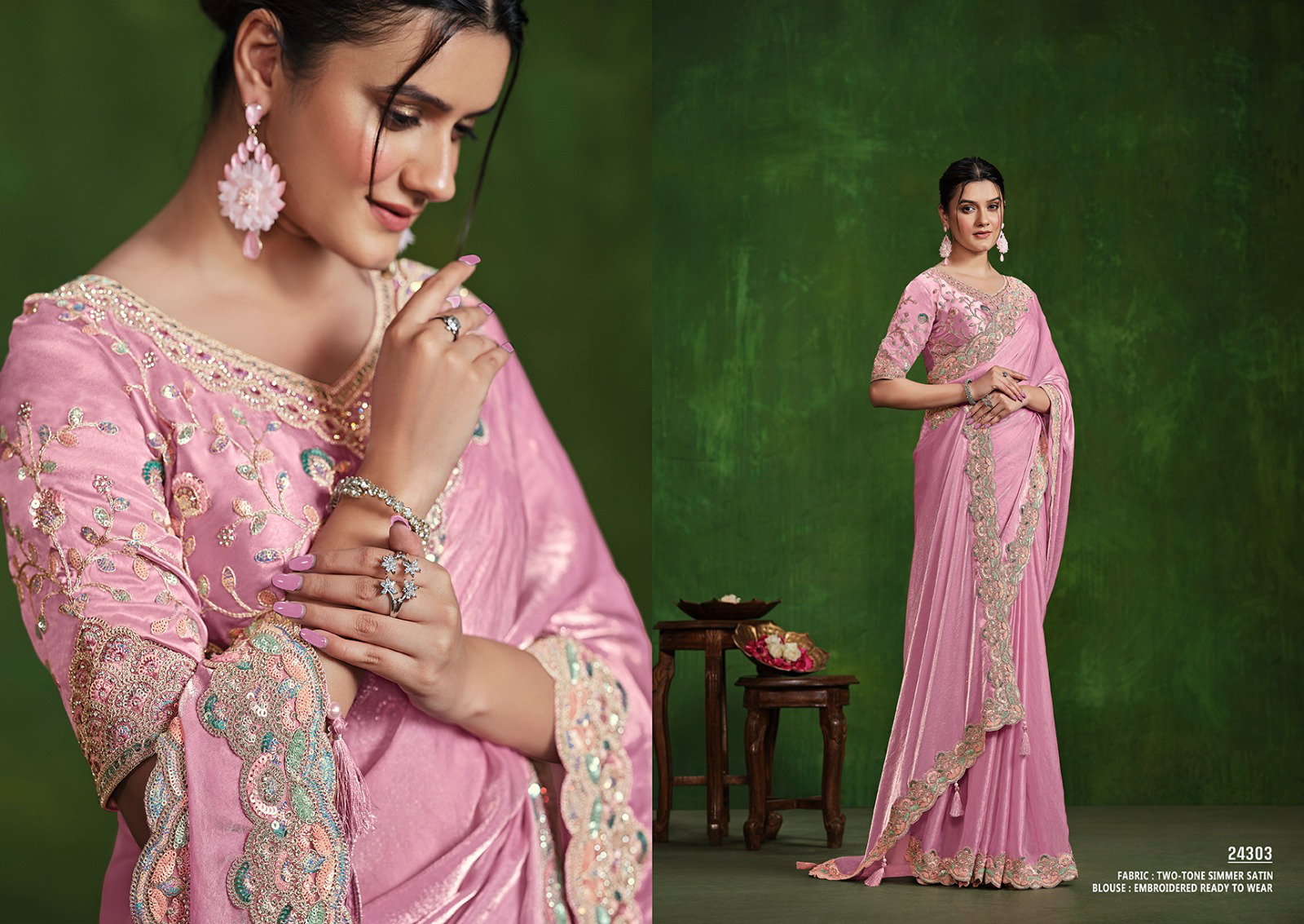 Mahotsav Mohmanthan Ranjhana 24303 Two Tone Satin Silk Stylish saree