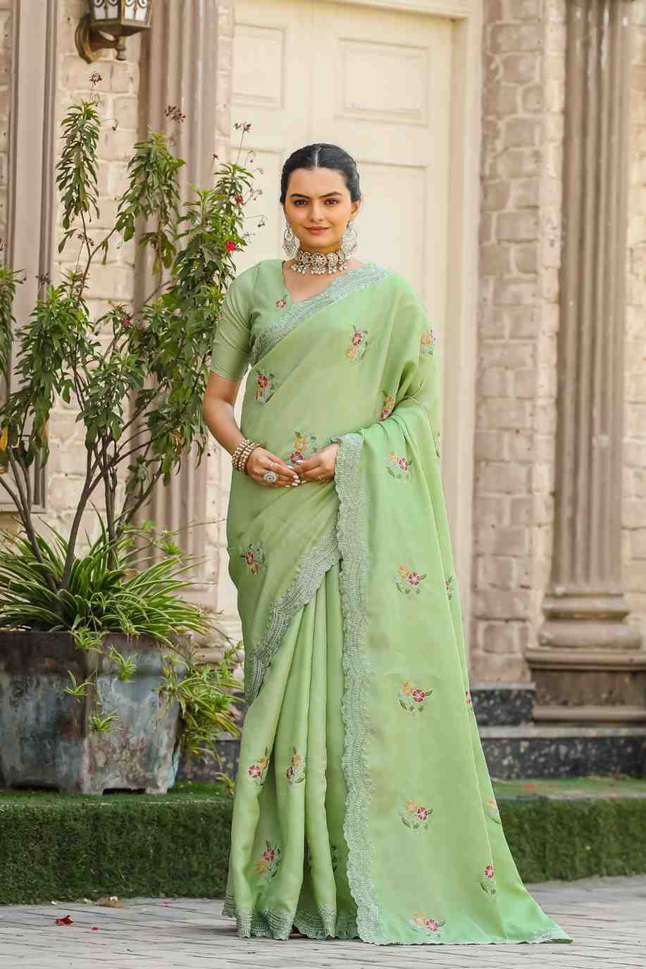 Kc 3062 Fancy Cotton Embroidered Saree Collection