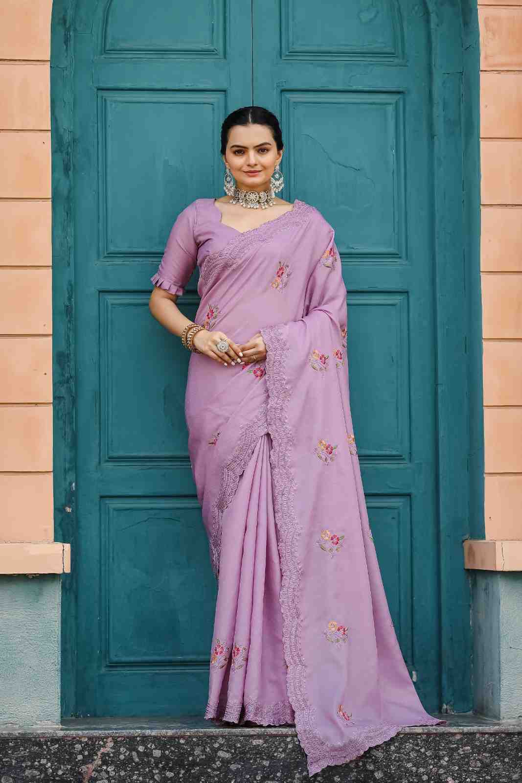 Kc 3062 Fancy Cotton Embroidered Saree Collection