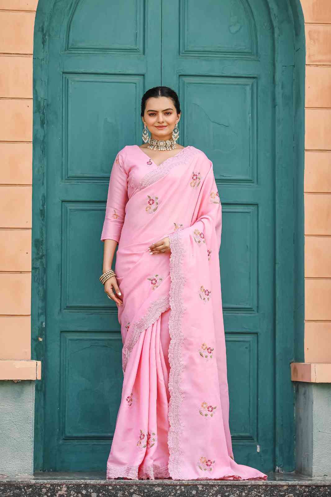 Kc 3062 Fancy Cotton Embroidered Saree Collection