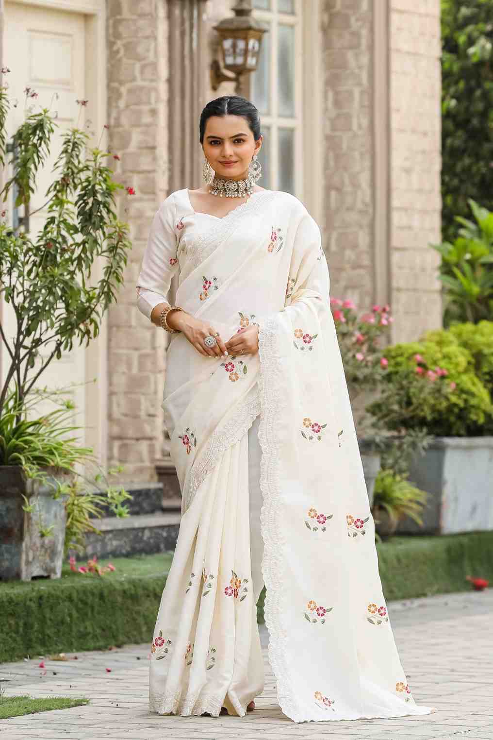 Kc 3062 Fancy Cotton Embroidered Saree Collection