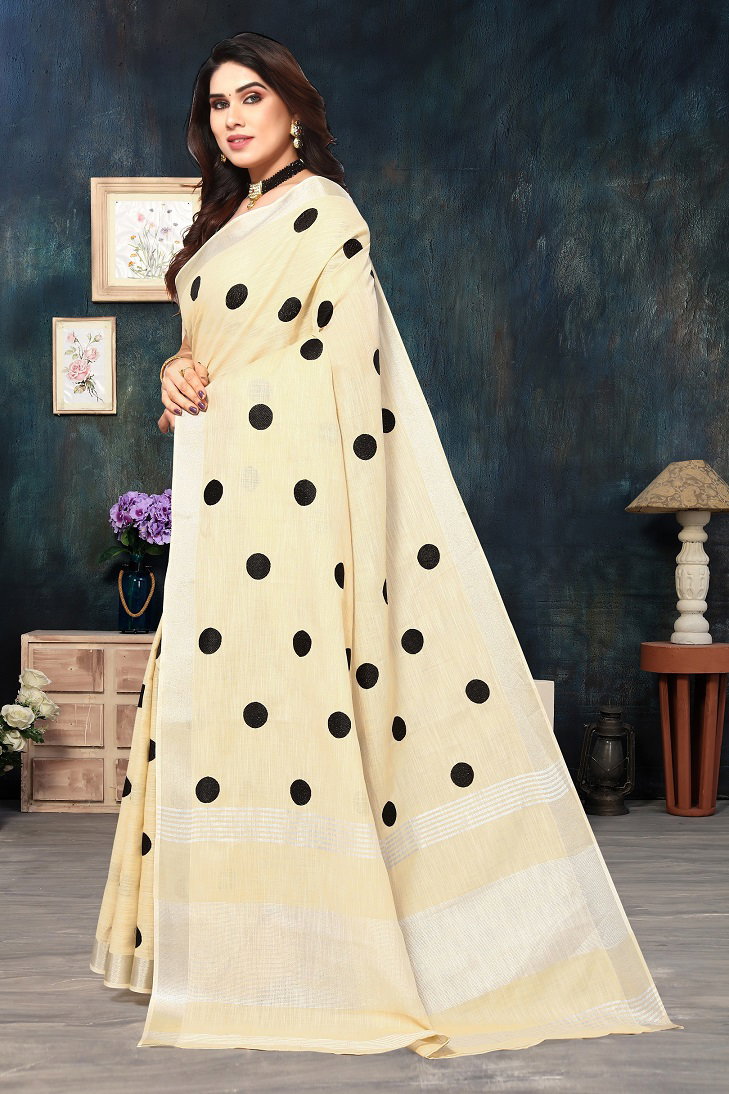 Party Wear Embroidery Worked Pura Soft Cotton Silk Saree with Un Stitched Blouse
