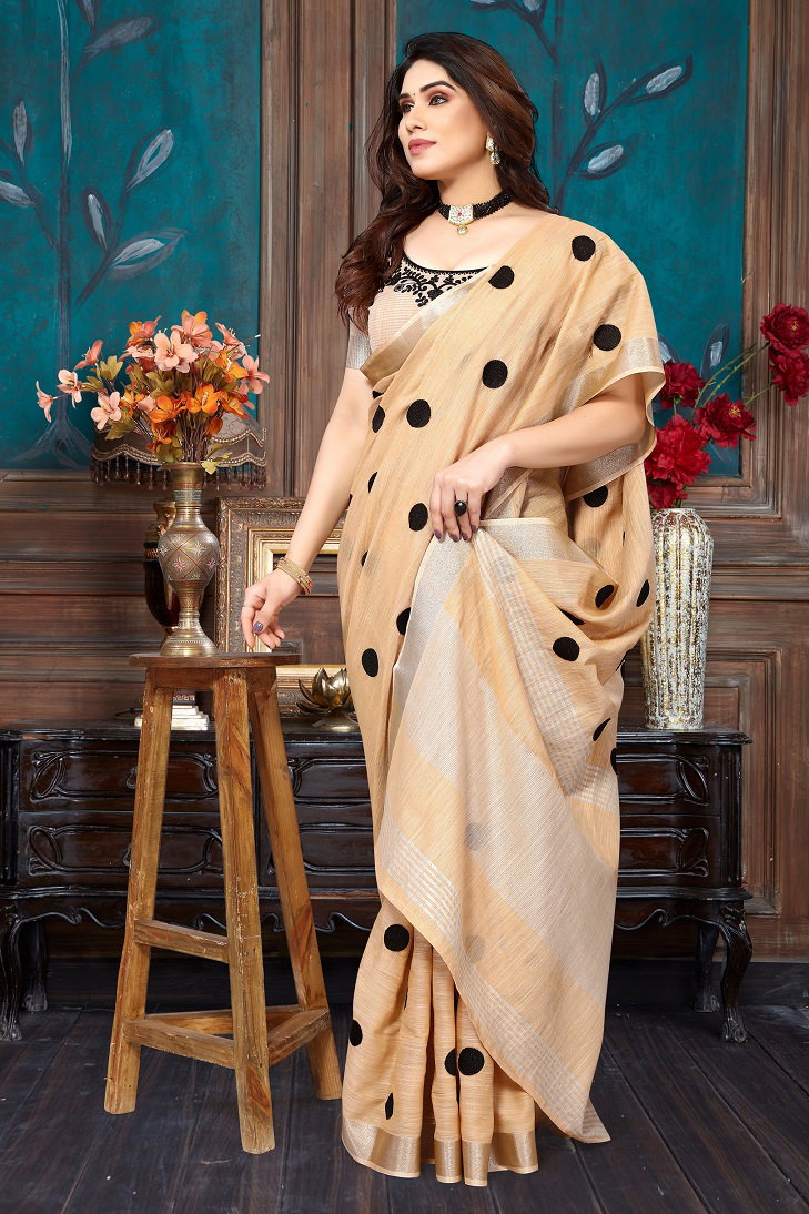 Party Wear Embroidery Worked Pura Soft Cotton Silk Saree with Un Stitched Blouse